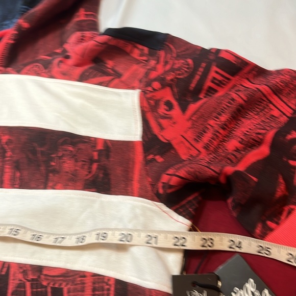 USA flag HOODIE new Denim Distillery American Short Sleeves Red White Blue MENS - Picture 7 of 15